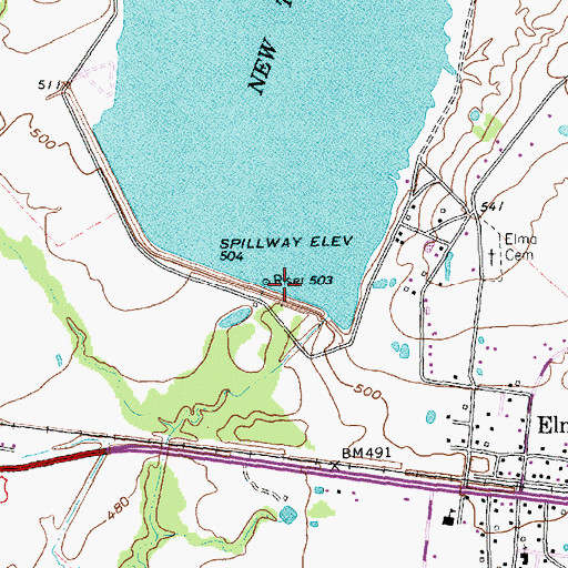 Topographic Map of Soil Conservation Service Site 87a Reservoir, TX