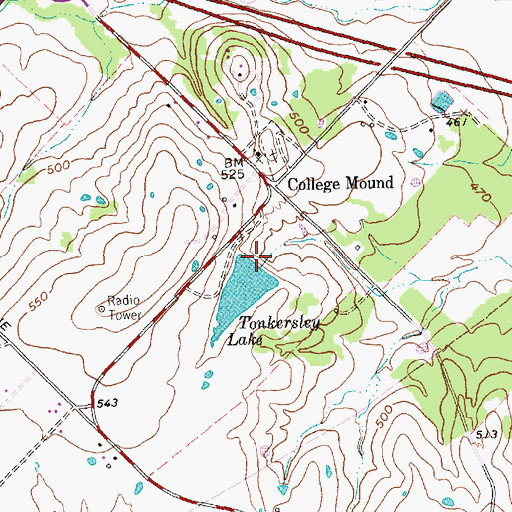 Topographic Map of Tonkersley Lake Dam, TX