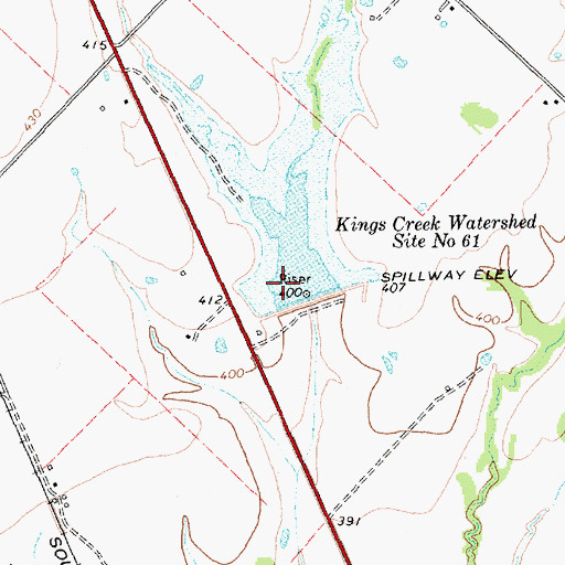 Topographic Map of Soil Conservation Service Site 61 Dam, TX