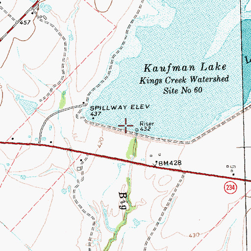 Topographic Map of Soil Conservation Service Site 60 Dam, TX