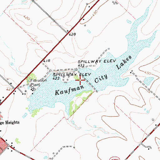 Topographic Map of Kaufman City Lake Dam 2, TX