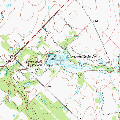 Topographic Map of Soil Conservation Service Site 9 Reservoir, TX