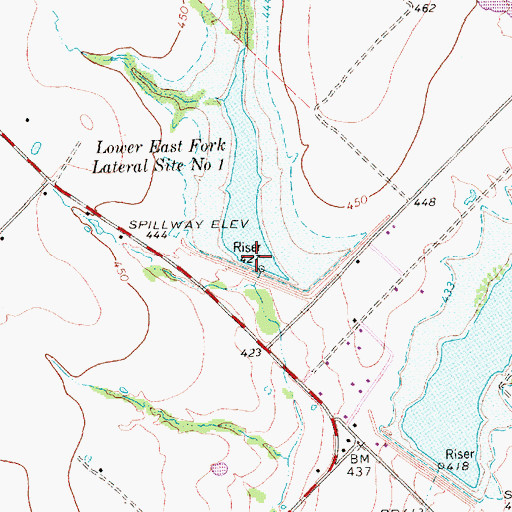 Topographic Map of Soil Conservation Service Site 1 Reservoir, TX