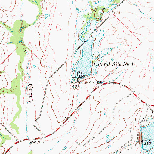Topographic Map of Soil Conservation Service Site 2 Dam, TX