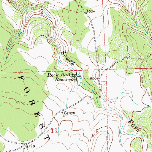Topographic Map of Rock Ballast Reservoir, CO