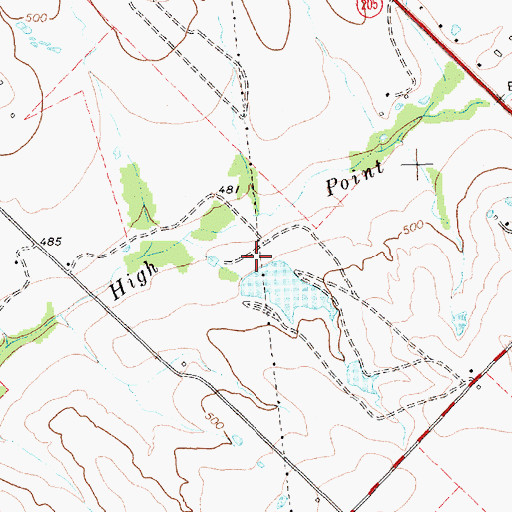 Topographic Map of Roberts Lake Dam, TX