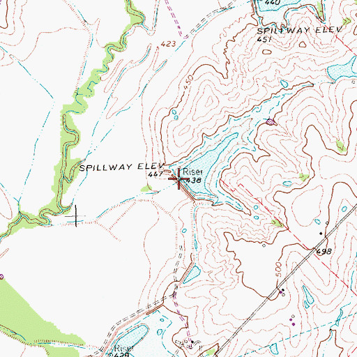 Topographic Map of Soil Conservation Service Site 9a Dam, TX