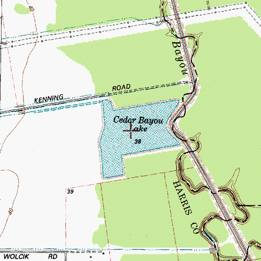 Topographic Map of Cedar Bayou Lake, TX
