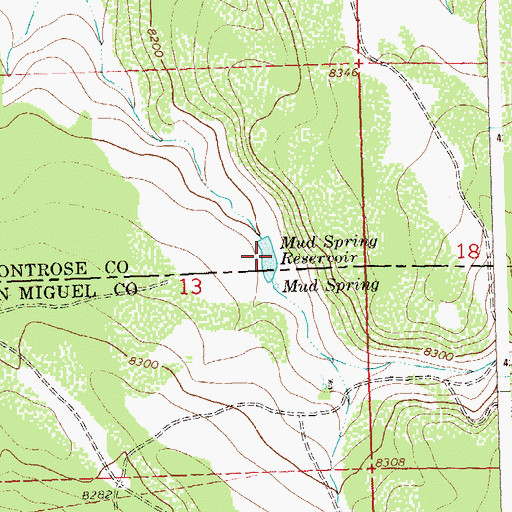 Topographic Map of Mud Spring Reservoir, CO