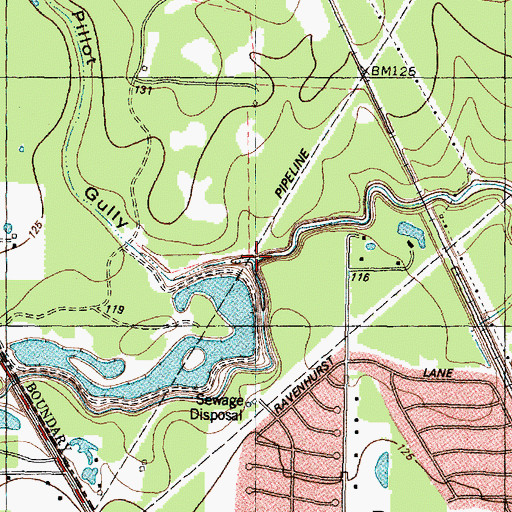 Topographic Map of Marshall Dam, TX