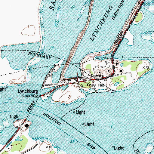 Topographic Map of Lynchburg Reservoir Dam, TX