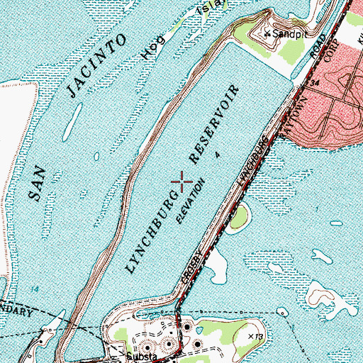 Topographic Map of Lynchburg Reservoir, TX