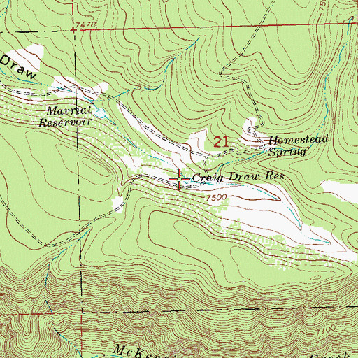 Topographic Map of Craig Draw Reservoir, CO