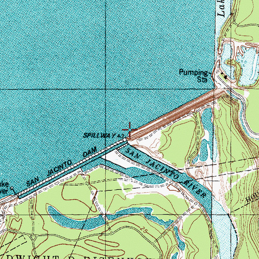 Topographic Map of Lake Houston Dam, TX