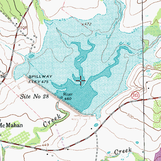 Topographic Map of Soil Conservation Service Site 28 Reservoir, TX