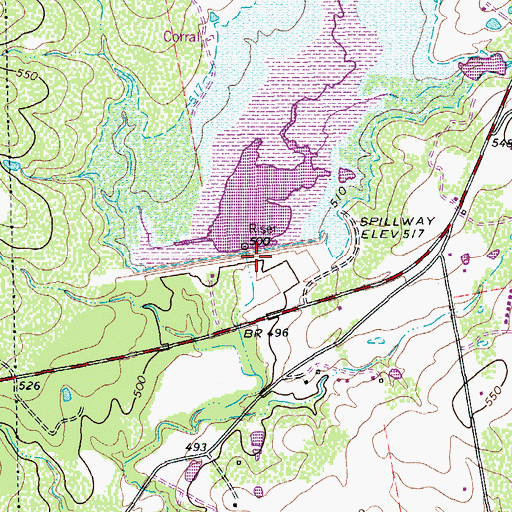 Topographic Map of Soil Conservation Service Site 21 Dam, TX