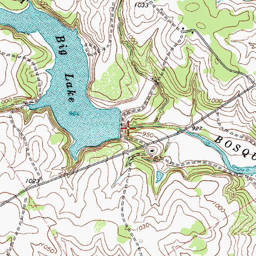 Topographic Map of Big Lake Dam, TX