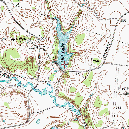 Topographic Map of Old Lake Dam, TX