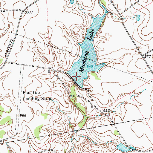 Topographic Map of Mustang Lake Dam, TX