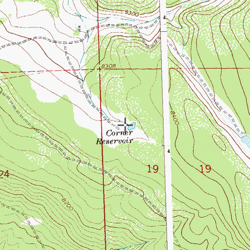Topographic Map of Corner Reservoir, CO