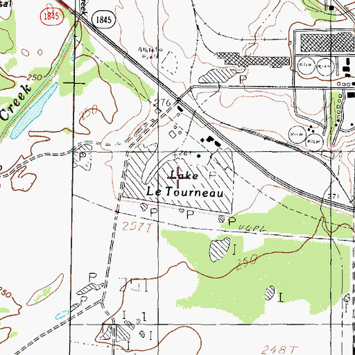 Topographic Map of Lake Letourneau Dam, TX