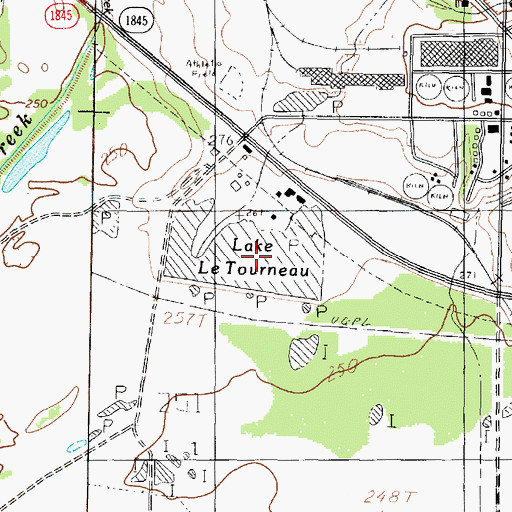 Topographic Map of Lake Letourneau, TX