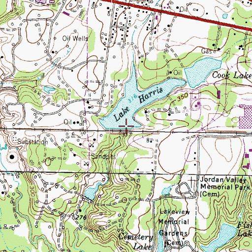 Topographic Map of Lake Harris Dam, TX