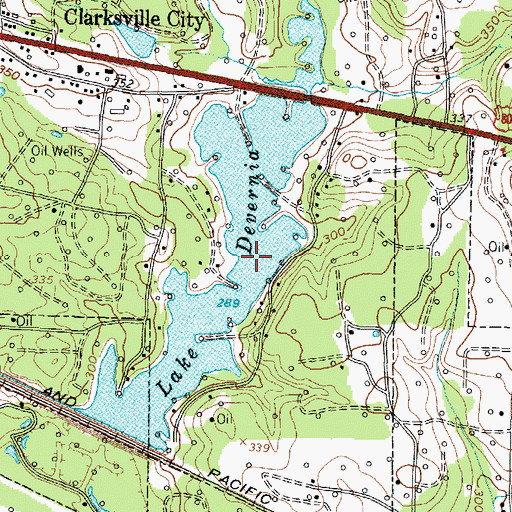 Topographic Map of Lake Deverina, TX