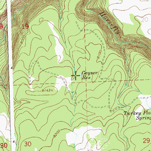 Topographic Map of Geyser Reservoir, CO