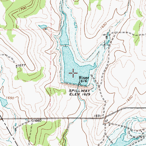 Topographic Map of Soil Conservation Service Site 12 Reservoir, TX