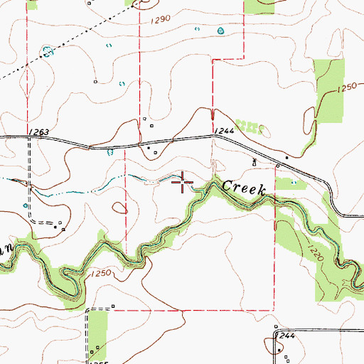 Topographic Map of Thiebaud Dam, TX