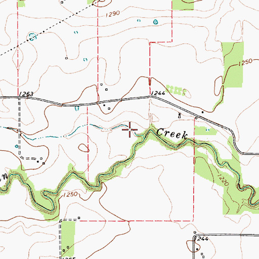 Topographic Map of Thiebaud Lake, TX