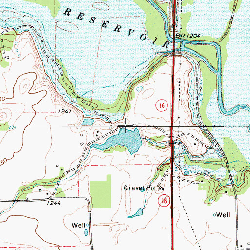 Topographic Map of E J Alderman Dam, TX
