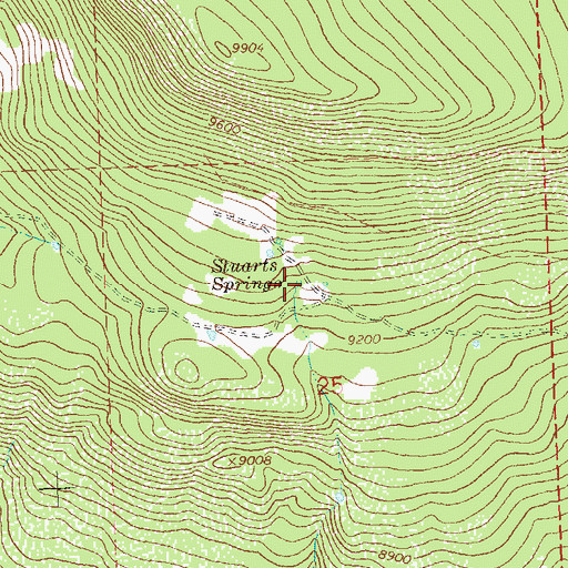 Topographic Map of Stuarts Springs, CO