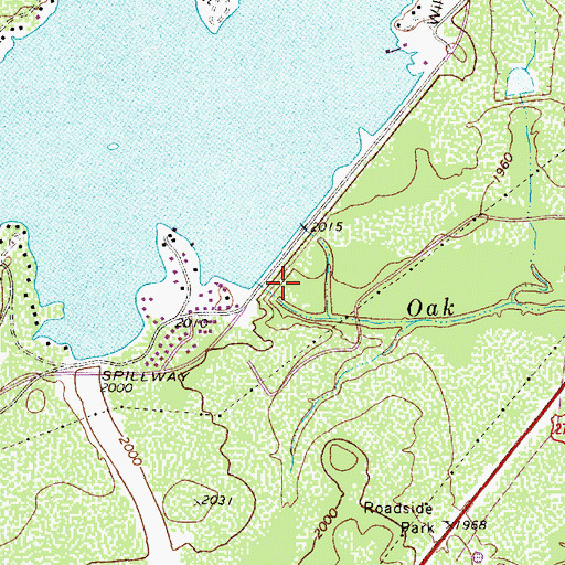 Topographic Map of Oak Creek Dam, TX