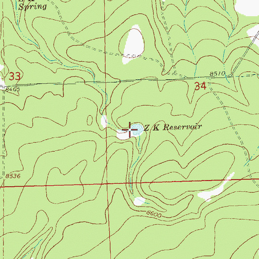 Topographic Map of Z K Reservoir, CO