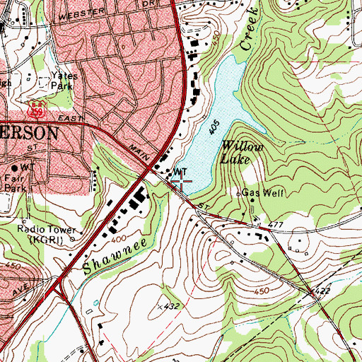 Topographic Map of Willow Lake Dam, TX