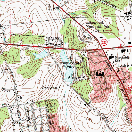Topographic Map of Lake Forrest, TX