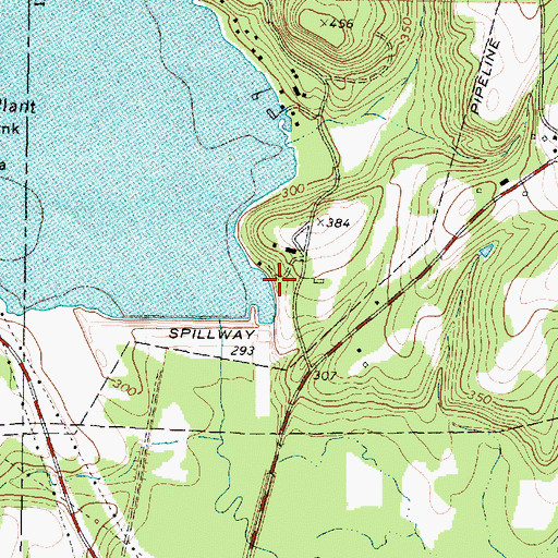 Topographic Map of Lake Striker Dam, TX
