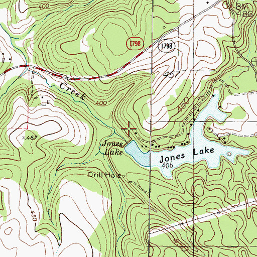Topographic Map of Jones Lake Dam, TX