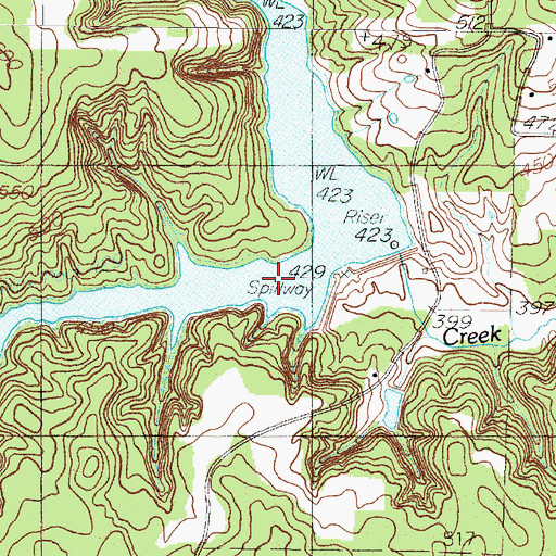 Topographic Map of Soil Conservation Service Site 3 Reservoir, TX