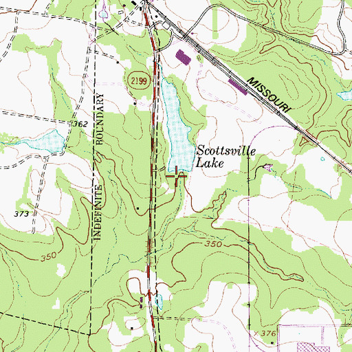 Topographic Map of Scottsville Lake Dam, TX