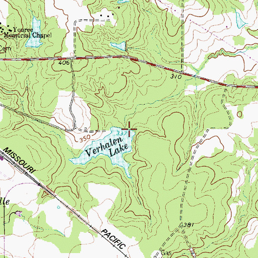Topographic Map of Verhalen Lake Dam, TX