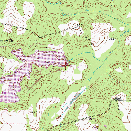 Topographic Map of Lake Shadowood Dam, TX