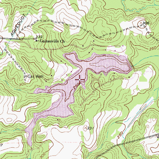 Topographic Map of Lake Shadowood Reservoir, TX