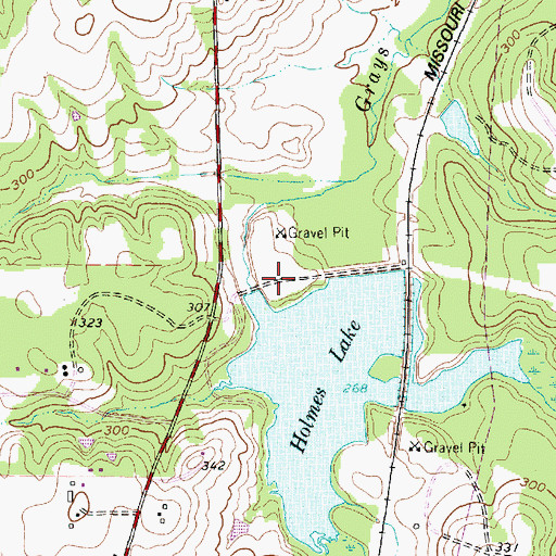 Topographic Map of Holmes Dam, TX