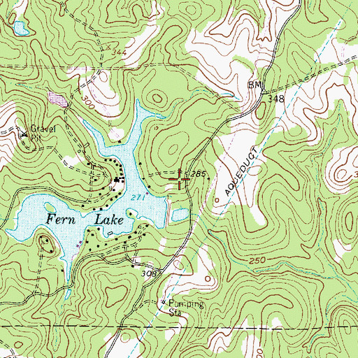 Topographic Map of Lake Fern Reservoir, TX