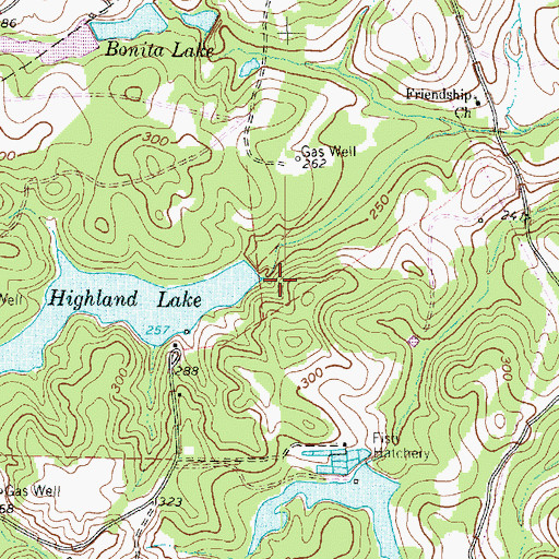 Topographic Map of Highland Lake Dam, TX