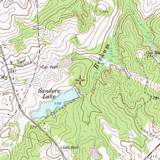 Topographic Map of Sanders Lake Dam, TX