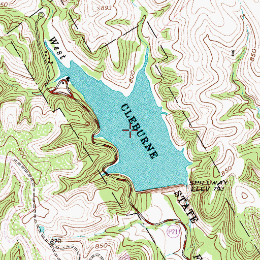 Topographic Map of Cleburne State Park Lake, TX